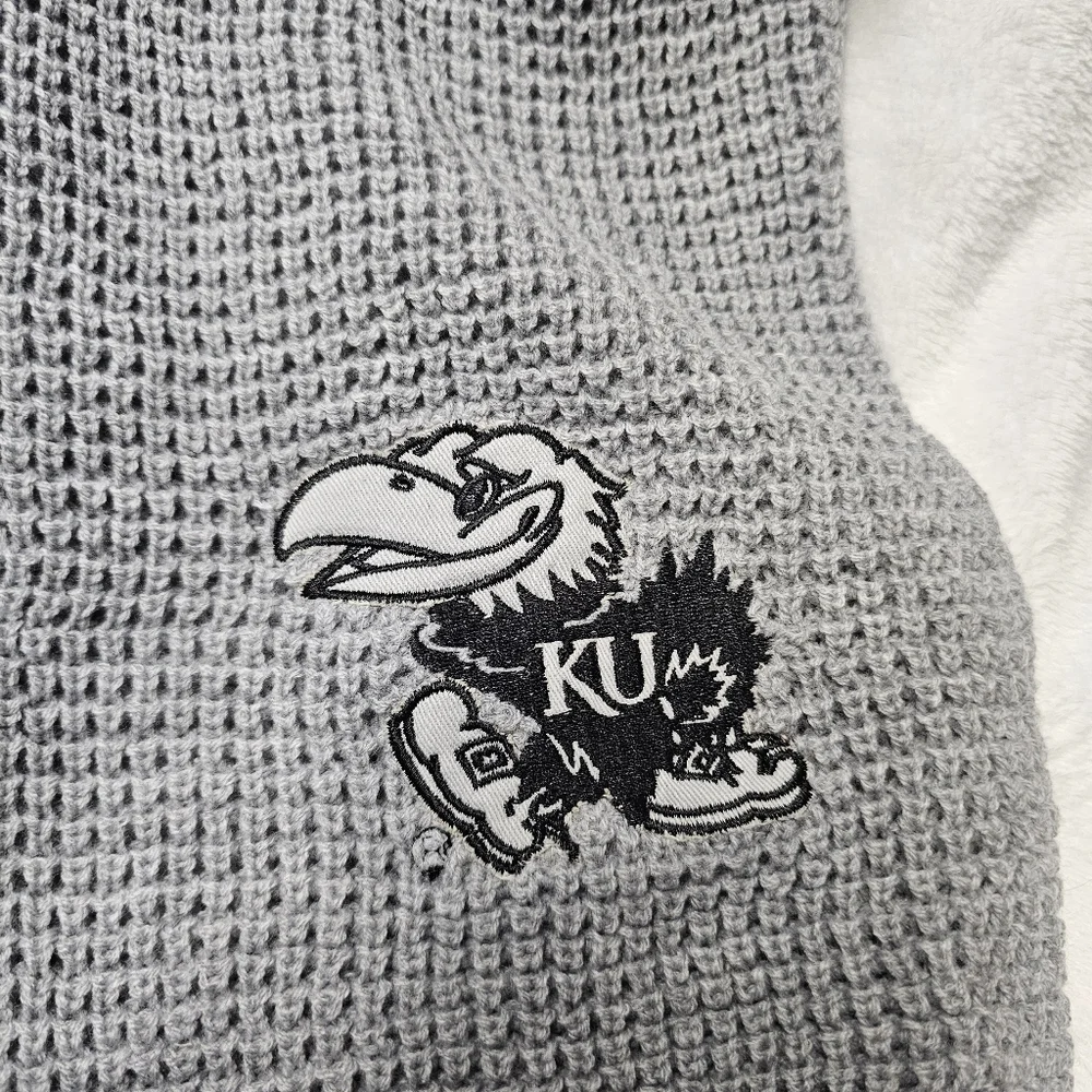 Kansas University Jayhawks Little Earth Gray Unisex Waffle Knit Scarf